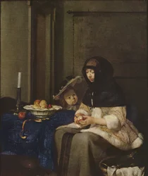 Kvinna som skalar äpplen, cirka 1660